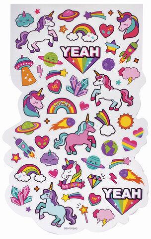Альбом со сверкающими наклейками "Единороги", 4 листа, более 250 шт., склейка, ЮНЛАНДИЯ, 662698