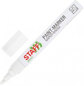 Маркер-краска лаковый (paint marker) 2-4 мм, БЕЛЫЙ, НИТРО-ОСНОВА, STAFF PROFIT, для любых поверхностей, 152577
