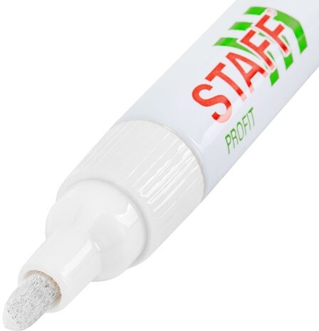 Маркер-краска лаковый (paint marker) 2-4 мм, БЕЛЫЙ, НИТРО-ОСНОВА, STAFF PROFIT, для любых поверхностей, 152577