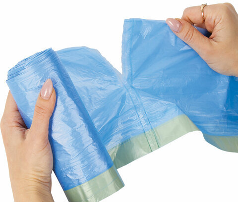 Мешки для мусора с завязками 60 л, синие, в рулоне 20 шт., прочные, ПНД 12 мкм, 55х62 см, LAIMA, 601397