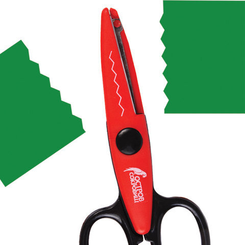 Ножницы ОСТРОВ СОКРОВИЩ, 135 мм, фигурное лезвие "зубцы", красно-черные, в упаковке с европодвесом, 236779