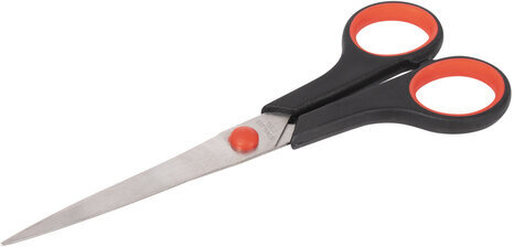 Ножницы STAFF EVERYDAY, 170 мм, бюджет, резиновые вставки, черно-красные, ПВХ чехол, 237498