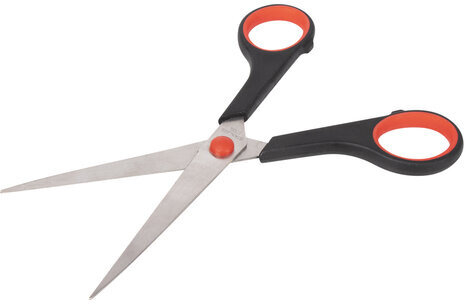 Ножницы STAFF EVERYDAY, 170 мм, бюджет, резиновые вставки, черно-красные, ПВХ чехол, 237498