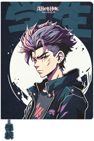 Дневник 1-11 класс 48 л., кожзам (твердая с поролоном), печать, ляссе с аппликацией, BRAUBERG, "Аниме", 106959