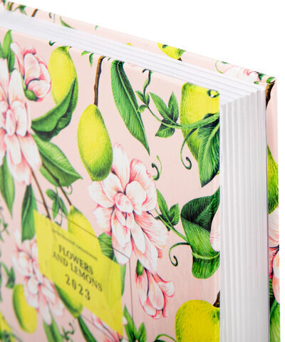 Ежедневник датированный на 2023 (145х215 мм), А5, STAFF, ламинированная обложка, "Lemons & flowers", 114195