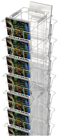 Стойка напольная для рекламных материалов (188х54х54 см), на 32 лотка, сетчатая, вращающаяся, белая, А-29-ТМ