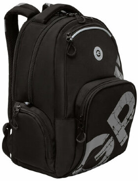 Рюкзак GRIZZLY школьный, анатомическая спинка, 2 отделения, для мальчиков, BLACK/GRAY, 42х32х22 см, RU-433-1/2