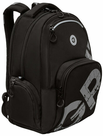 Рюкзак GRIZZLY школьный, анатомическая спинка, 2 отделения, для мальчиков, BLACK/GRAY, 42х32х22 см, RU-433-1/2