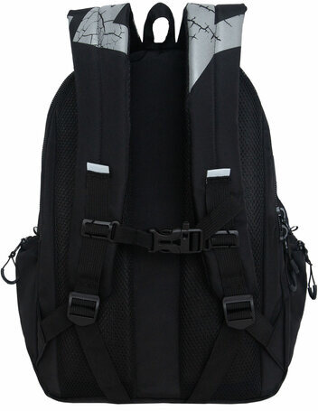 Рюкзак GRIZZLY школьный, анатомическая спинка, 2 отделения, для мальчиков, BLACK/GRAY, 42х32х22 см, RU-433-1/2