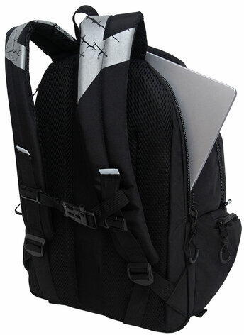 Рюкзак GRIZZLY школьный, анатомическая спинка, 2 отделения, для мальчиков, BLACK/GRAY, 42х32х22 см, RU-433-1/2