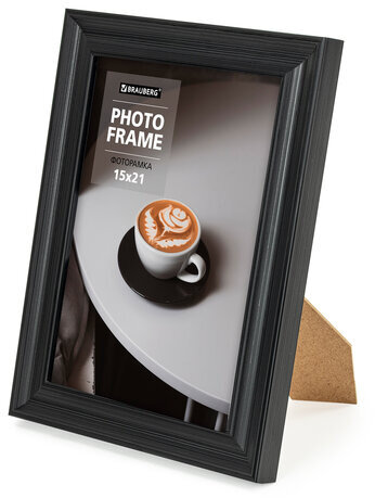 Рамка 15х21 см небьющаяся, багет 27 мм, пластик, BRAUBERG "Viscount", черная, 391256
