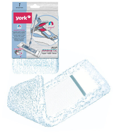 Насадка МОП плоская 42х8 см/47х17 см из микрофибры, плотный ворс, для швабры "Magnetic", YORK, 81700