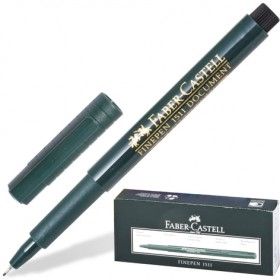 Ручка капиллярная (линер) FABER-CASTELL &quot;Finepen 1511&quot;, ЧЕРНАЯ, корпус темно-зеленый, линия 0,4 мм, 151199