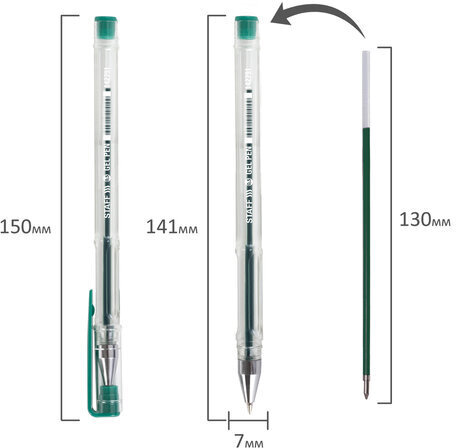 Ручка гелевая STAFF "Basic" GP-789, ЗЕЛЕНАЯ, корпус прозрачный, хромированные детали, узел 0,5 мм, линия письма 0,35 мм, 142791
