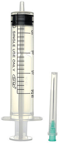 Шприц 3-х компонентный SFM, 20 мл, КОМПЛЕКТ 50 шт., в коробке, игла 0,8х40 мм - 21G, 534204