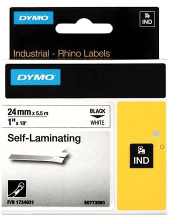 Картридж для принтеров этикеток DYMO Rhino, 24 мм х 5,5 м, лента виниловая, чёрный шрифт, белая, 1734821