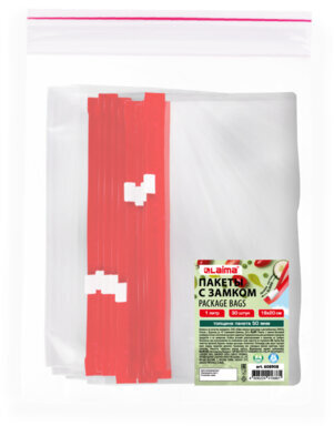 Пакеты для заморозки продуктов, 1 л, КОМПЛЕКТ 30 шт., с замком-застежкой (слайдер), LAIMA