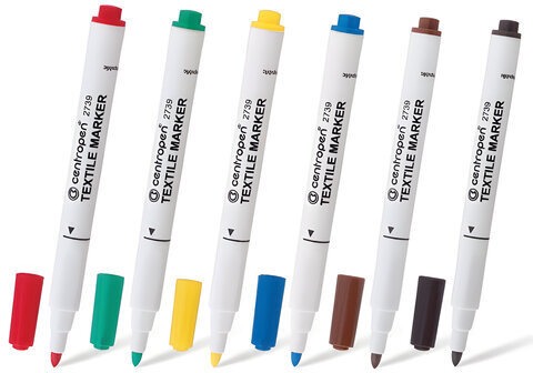 Маркеры для ткани 6 ЦВЕТОВ CENTROPEN "Textile Marker", круглый наконечник, 1,8 мм, 2739/6, 5 2739 0610