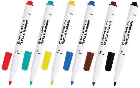 Маркеры для ткани 6 ЦВЕТОВ CENTROPEN "Textile Marker", круглый наконечник, 1,8 мм, 2739/6, 5 2739 0610