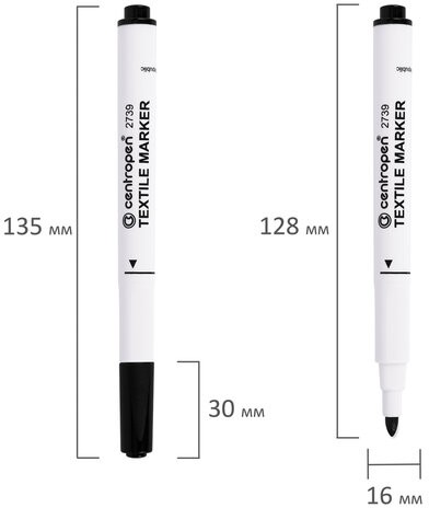 Маркеры для ткани 6 ЦВЕТОВ CENTROPEN "Textile Marker", круглый наконечник, 1,8 мм, 2739/6, 5 2739 0610