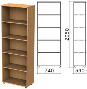 Шкаф (стеллаж) &quot;Монолит&quot;, 740х390х2050 мм, 4 полки, цвет бук бавария, ШМ44.1