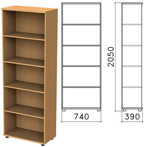 Шкаф (стеллаж) "Монолит", 740х390х2050 мм, 4 полки, цвет бук бавария, ШМ44.1