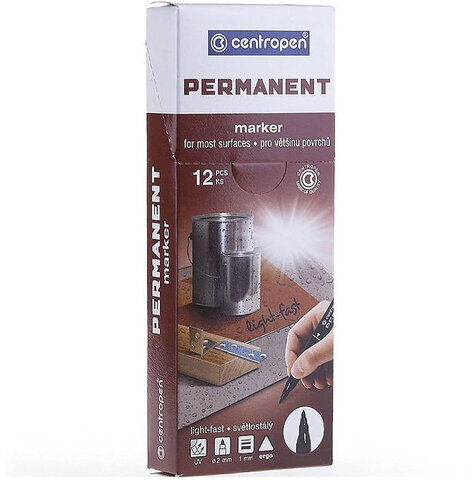 Маркер перманентный CENTROPEN 2536, ЗЕЛЕНЫЙ, трехгранная форма захвата, круглый, 1 мм, 6 2536 0110