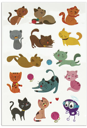 Наклейки зефирные "Котята", многоразовые, 10х15 см, ЮНЛАНДИЯ, 661787