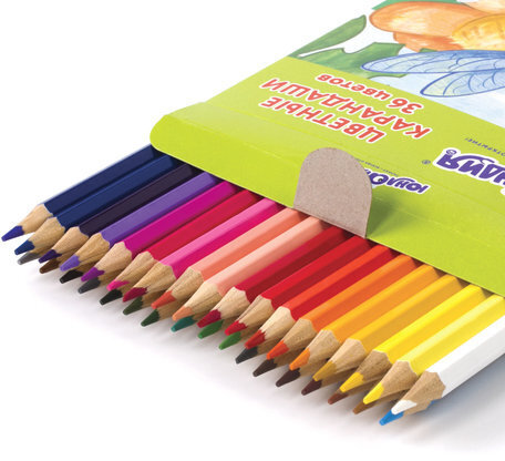 Карандаши цветные ЮНЛАНДИЯ "В ГОСТЯХ У БУКАШЕК", 36 цветов, классические заточенные, 181381