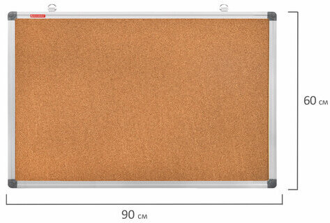 Доска пробковая для объявлений 60х90 см, алюминиевая рамка, BRAUBERG Extra, 238308