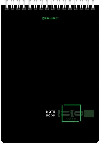 Блокнот А5 (146х206 мм), 80 л., гребень, картон, жесткая подложка, клетка, BRAUBERG, "Dark", 114387