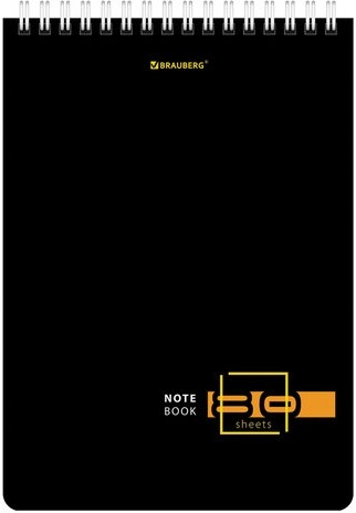 Блокнот А5 (146х206 мм), 80 л., гребень, картон, жесткая подложка, клетка, BRAUBERG, "Dark", 114387