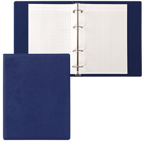 Тетрадь на кольцах А5 180х220 мм, 80 л., обложка ПВХ, клетка, BRAUBERG, синий, 403913