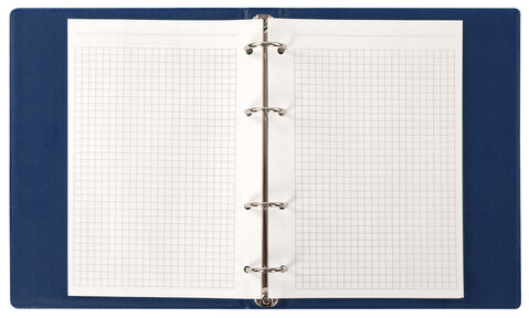 Тетрадь на кольцах А5 180х220 мм, 80 л., обложка ПВХ, клетка, BRAUBERG, синий, 403913