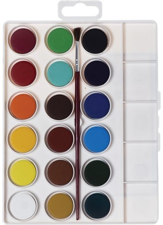 Краски акварельные JOVI (Испания), 18 цветов, с кистью, пластиковая коробка, европодвес, 800/18