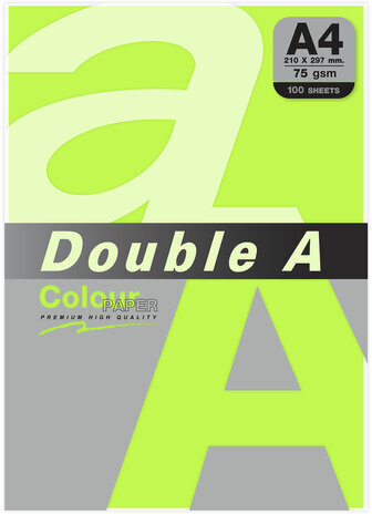 Бумага цветная DOUBLE A, А4, 75 г/м2, 100 л., неон, зеленая