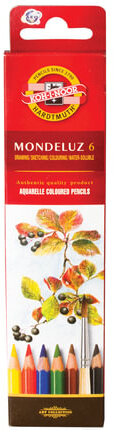 Карандаши цветные акварельные художественные KOH-I-NOOR "Mondeluz", 6 цветов, 3,8 мм, заточенные, европодвес, 3715006001KSRU