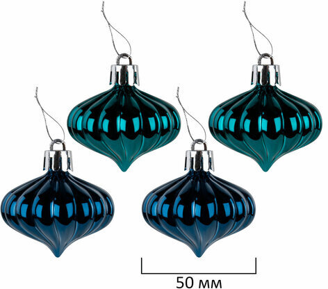Шары ёлочные НАБОР 44 предмета, "Aurora", бирюзовый/золото, пластик, ЗОЛОТАЯ СКАЗКА, 592173