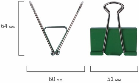 Зажимы для бумаг BRAUBERG, КОМПЛЕКТ 12 шт., 51 мм, на 230 листов, цветные, в пластиковом цилиндре, 221131