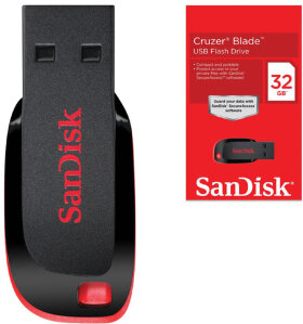 Флеш-диск 32 GB, SANDISK Cruzer Blade, USB 2.0, черный/красный, SDCZ50-032G-B35