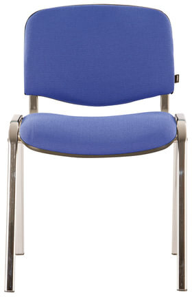 Стул для персонала и посетителей BRABIX "Iso CF-001", хромированный каркас, ткань синяя с черным, 531422