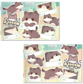 Альбом для рисования А4 40 л., скоба, обложка картон, BRAUBERG, 203х288 мм, кросс-серия &quot;МИЛЫЕ КОТЫ&quot;, 107351