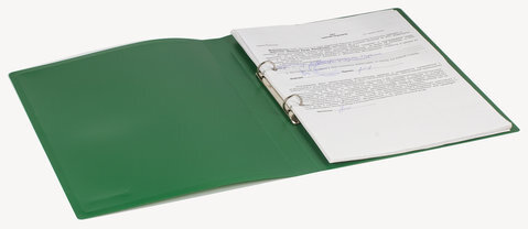 Папка на 2 кольцах BRAUBERG "Office", 25 мм, зеленая, до 170 листов, 0,5 мм, 227497