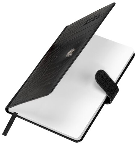 Еженедельник датированный 2026 А5 145х215 мм, BRAUBERG "Party", под кожу, черный, 117180