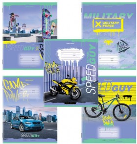 Тетрадь 12 л. BRAUBERG, клетка, обложка картон, "URBAN BOYS", 106466