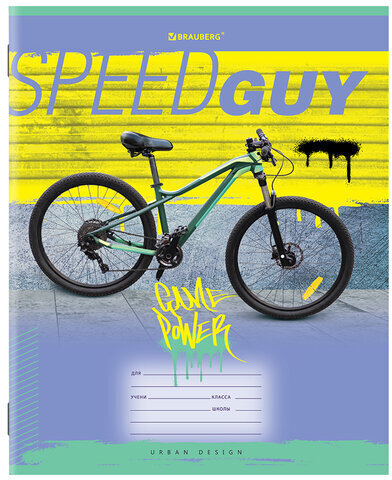 Тетрадь 12 л. BRAUBERG, клетка, обложка картон, "URBAN BOYS", 106466