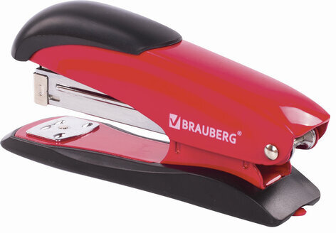 Степлер №24/6, 26/6 металлический BRAUBERG "Office-Expert", до 25 листов, красный, 228595