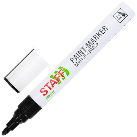 Маркер-краска лаковый (paint marker) 2-4 мм, ЧЕРНЫЙ, НИТРО-ОСНОВА, STAFF PROFIT, для любых поверхностей, 152578