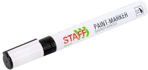 Маркер-краска лаковый (paint marker) 2-4 мм, ЧЕРНЫЙ, НИТРО-ОСНОВА, STAFF PROFIT, для любых поверхностей, 152578
