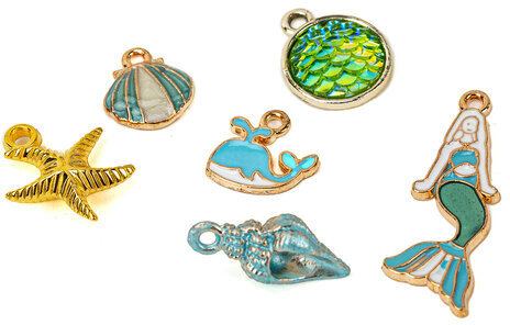 Набор BEADS SET для творчества, рукоделия, и создания украшений РУСАЛКИ, 170 бусин, 6 металлических шармов, резинка, BRAUBERG KIDS, 664700